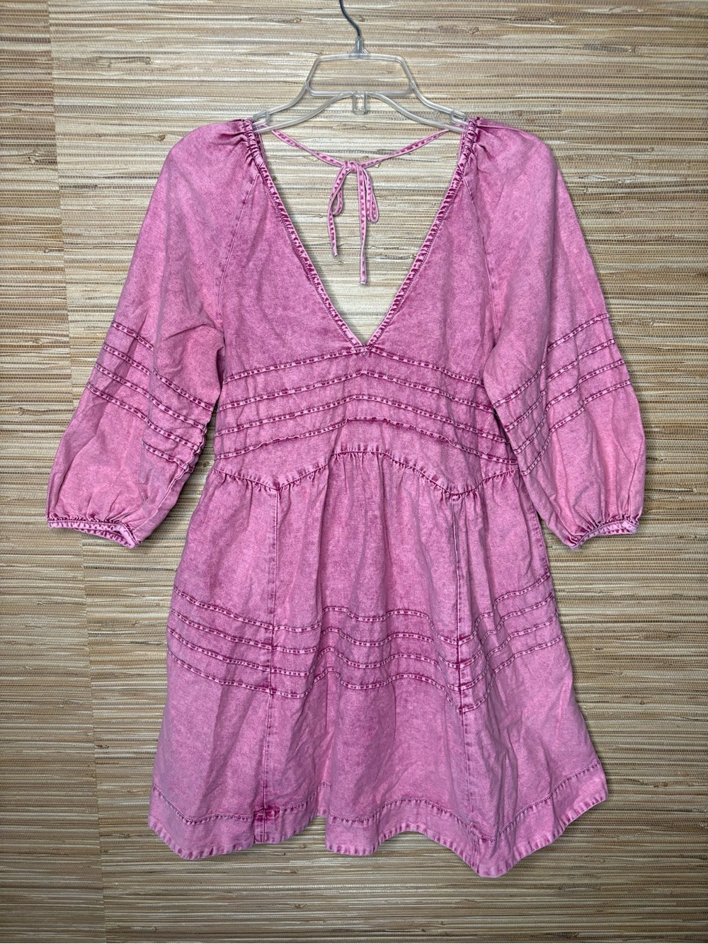 Free People Sweet Surrender Denim Mini Dress Washed Wild Rose Pink Sz S